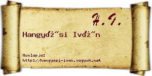 Hangyási Iván névjegykártya